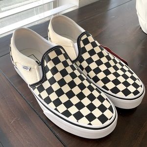 Vans Asher Slip On Black/White Womens 7.5 NWT